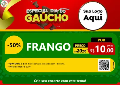 Modelo de Cartaz para Cartaz A4 Horizontal com o tema Especial Dia do Gaúcho para Assados