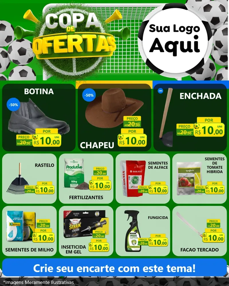 Modelo de Rede Social para Feed Instagram com o tema Copa De Ofertas para Agropecuária
