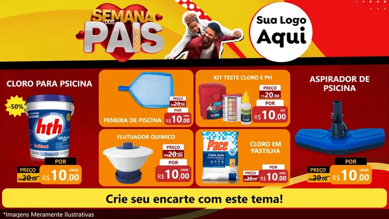 Modelo de TV para TV Horizontal com o tema Semana Dos Pais para Produtos para Piscina