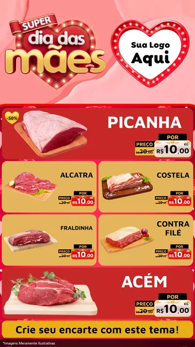 Modelo de TV para TV Vertical com o tema Super Dia Das Mães para Açougue