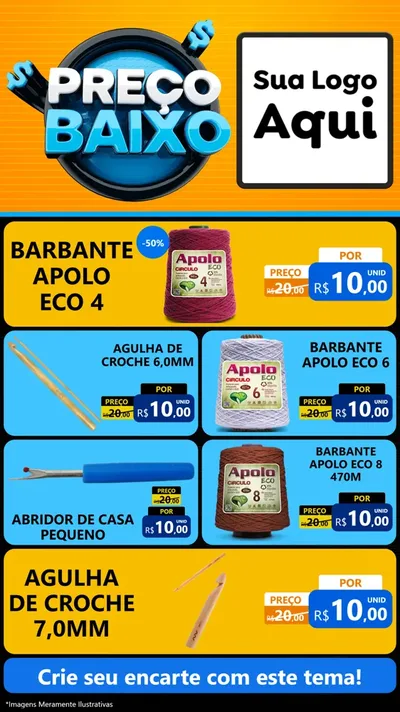 Modelo de TV para TV Vertical com o tema Preço Baixo para Armarinho e Aviamentos