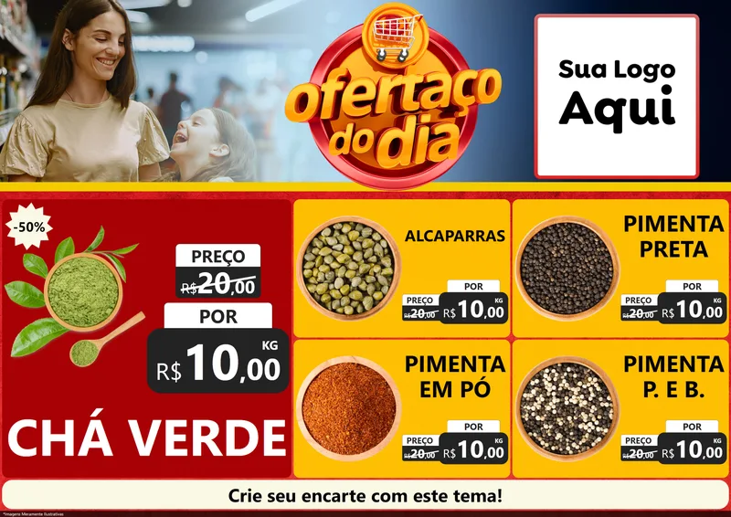Modelo de Encarte para Encarte A4 Horizontal com o tema Ofertaço Do Dia para Produtos Naturais