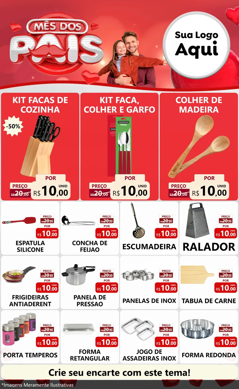 Modelo de Encarte para Encarte Grande com o tema Mês dos Pais para Utilidades Domésticas