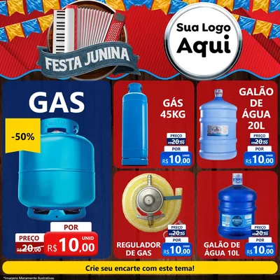 Modelo de Rede Social para Feed Facebook com o tema Festa Junina para Água e gás