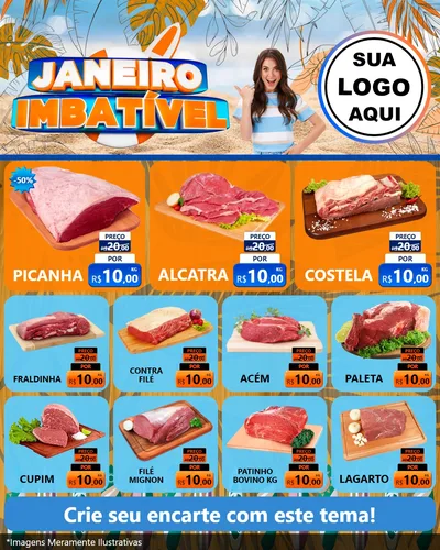 Modelo de Rede Social para Feed Instagram com o tema Janeiro Imbatível para Açougue