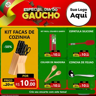 Modelo de Rede Social para Feed Facebook com o tema Especial Dia do Gaúcho para Utilidades Domésticas