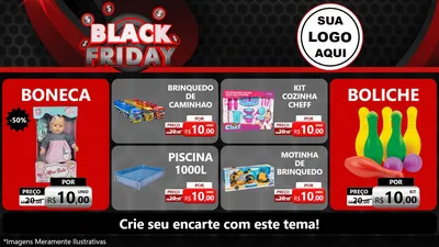 Modelo de TV para TV Horizontal com o tema Black Friday para Brinquedos