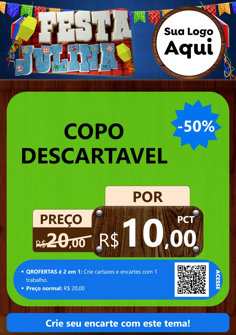 Modelo de Cartaz para Cartaz A4 Vertical com o tema Festa Julina para Embalagens
