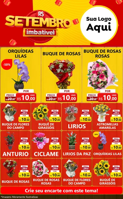 Modelo de Encarte para Encarte Grande com o tema Setembro Imbatível para Floricultura e jardim