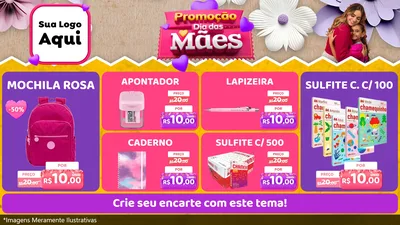 Modelo de TV para TV Horizontal com o tema Promoção Dia das Mães para Papelaria