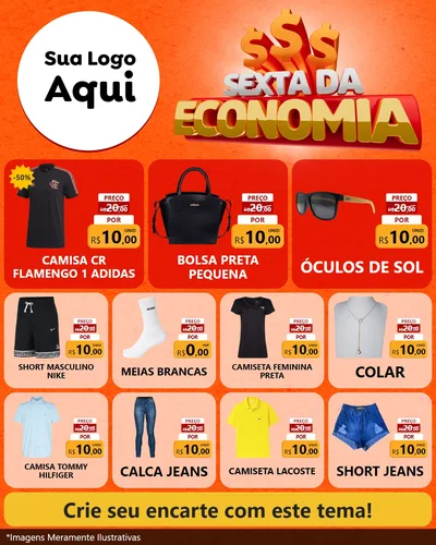 Modelo de Rede Social para Feed Instagram com o tema Sexta da Economia para Roupas e acessórios