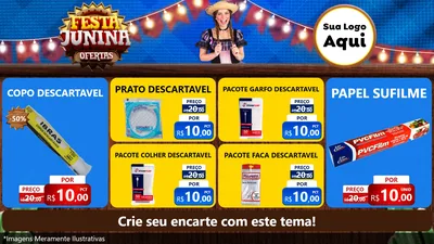 Modelo de TV para TV Horizontal com o tema Festa Junina Ofertas para Embalagens