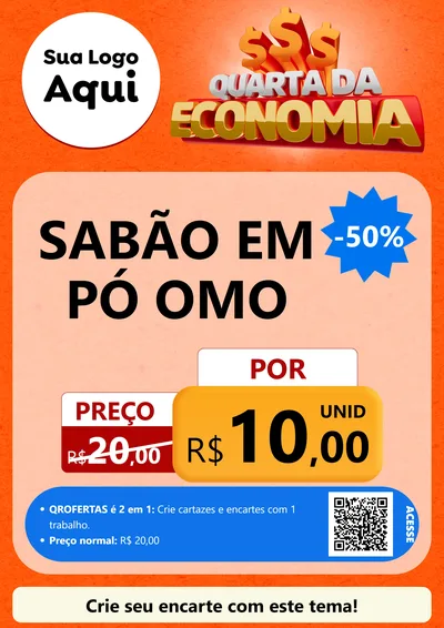 Modelo de Cartaz para Cartaz A4 Vertical com o tema Quarta da Economia para Produtos de Limpeza