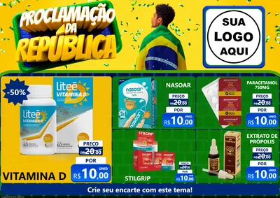 Modelo de Encarte para Encarte A4 Horizontal com o tema Proclamação da República para Farmácia