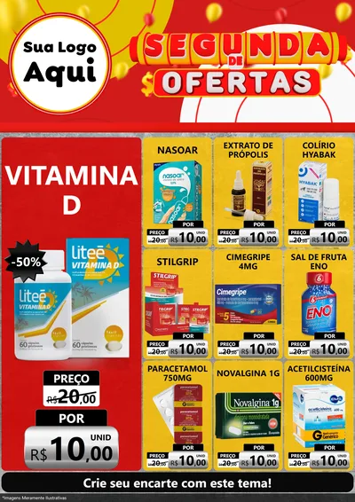 Modelo de Encarte para Encarte A4 Vertical com o tema Segunda de Ofertas para Farmácia