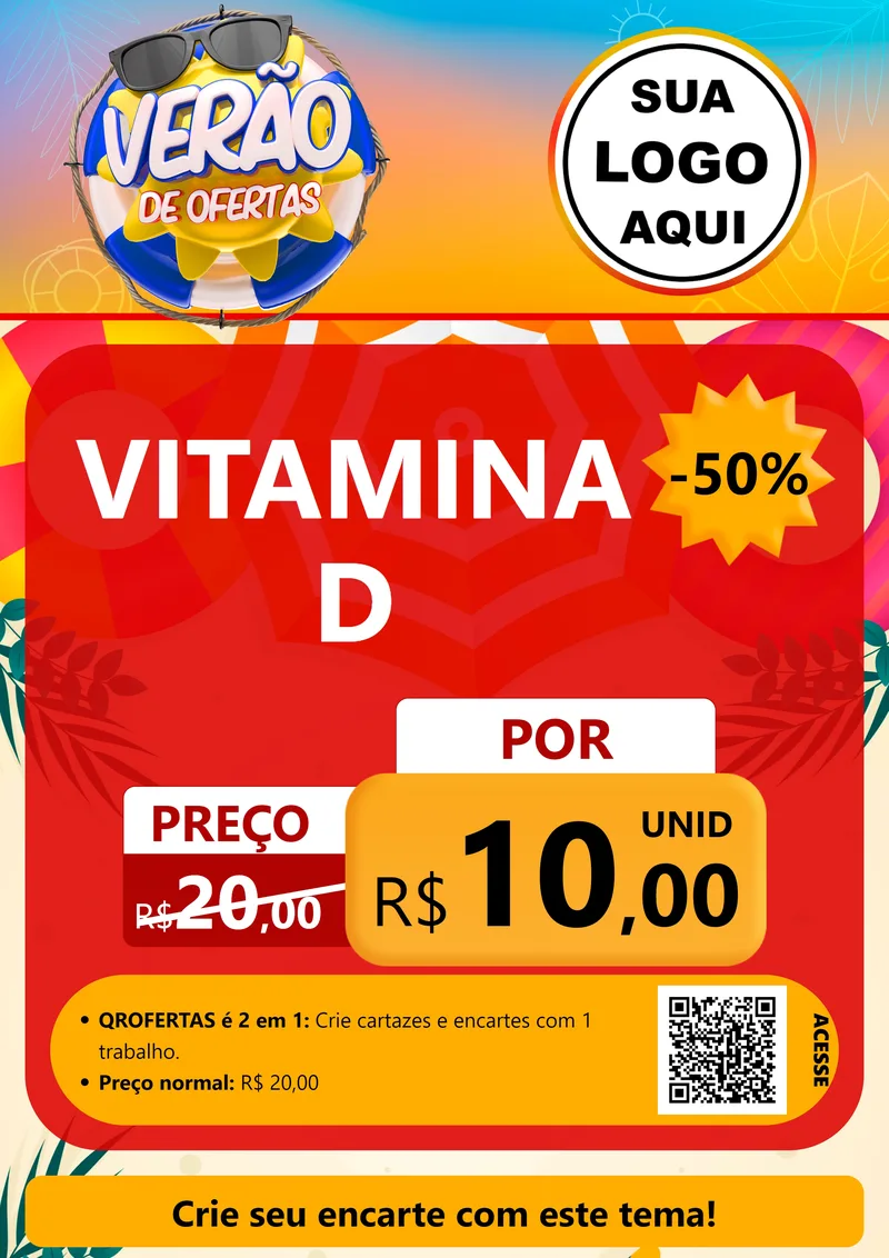 Modelo de Cartaz para Cartaz A4 Vertical com o tema Verão de Ofertas para Farmácia