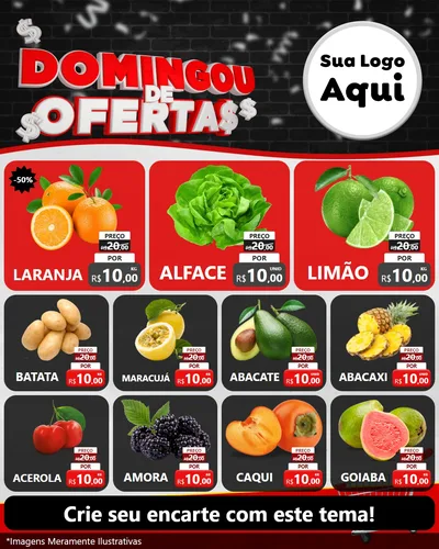 Modelo de Rede Social para Feed Instagram com o tema Domingou de Ofertas para Hortifrúti
