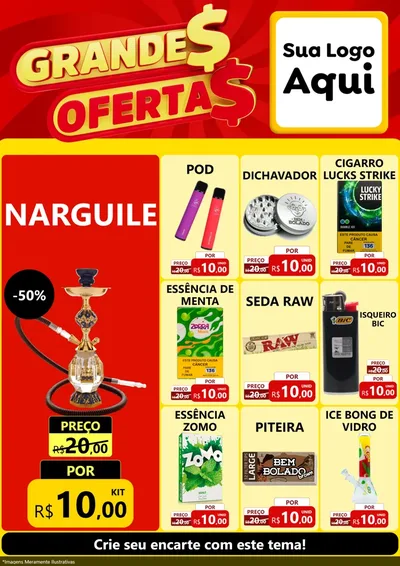 Modelo de Encarte para Encarte A4 Vertical com o tema Grandes Ofertas para Tabacaria