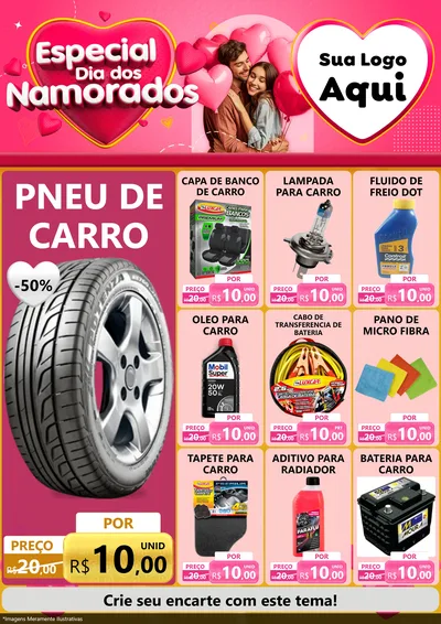 Modelo de Encarte para Encarte A4 Vertical com o tema Especial Dia dos Namorados para Auto peças