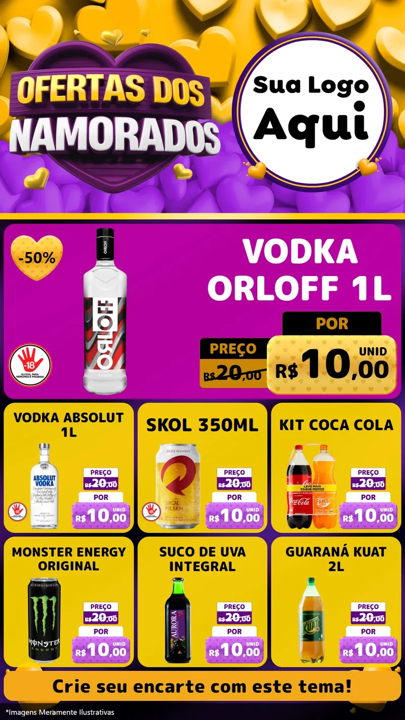 Modelo de Rede Social para Stories com o tema Oferta Dos Namorados para Distribuidora de bebidas