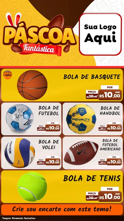 Modelo de TV para TV Vertical com o tema Páscoa Fantástica para Artigos Esportivos