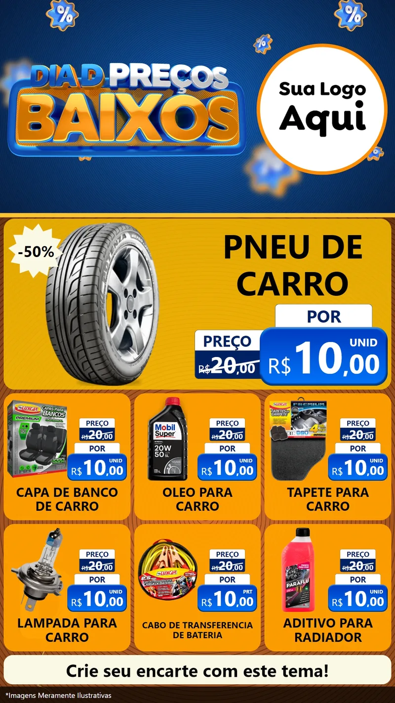 Modelo de Rede Social para Stories com o tema Dia D Preço Baixo para Auto peças