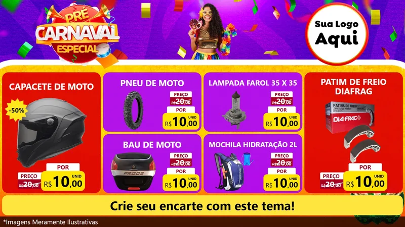 Modelo de TV para TV Horizontal com o tema Pré-Carnaval Especial para Moto peças