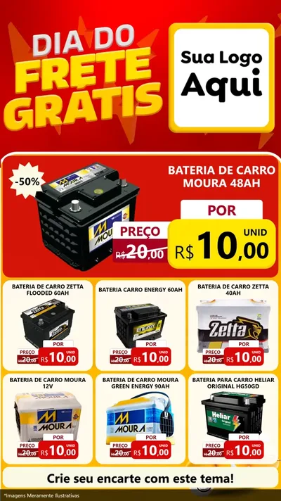 Modelo de Rede Social para Stories com o tema Dia do Frete Grátis para Baterias Elétricas