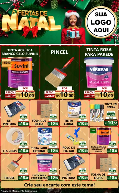 Modelo de Encarte para Encarte Grande com o tema Ofertas de Natal para Tintas e Ferramentas