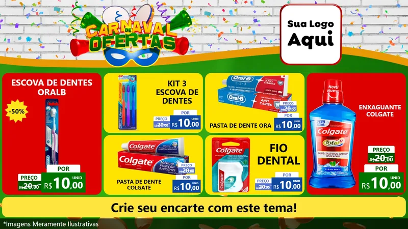 Modelo de TV para TV Horizontal com o tema Carnaval de Ofertas para Higiene Pessoal