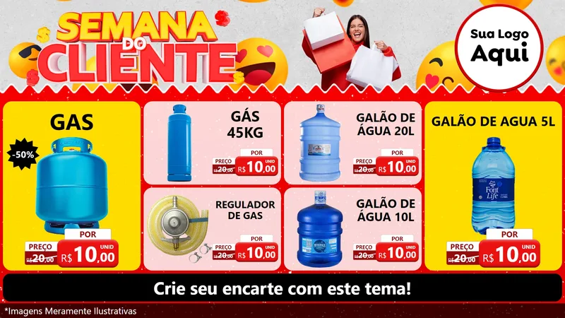 Modelo de TV para TV Horizontal com o tema Semana do Cliente para Água e gás