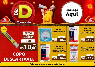 Modelo de Encarte para Encarte A4 Horizontal com o tema Dia D Economia para Embalagens