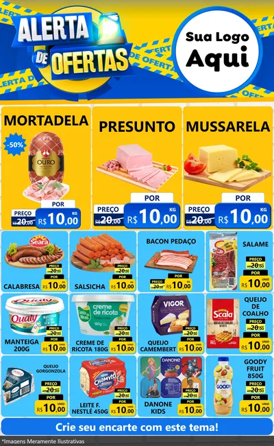Modelo de Encarte para Encarte Grande com o tema Alerta de Ofertas para Frios e Laticínios