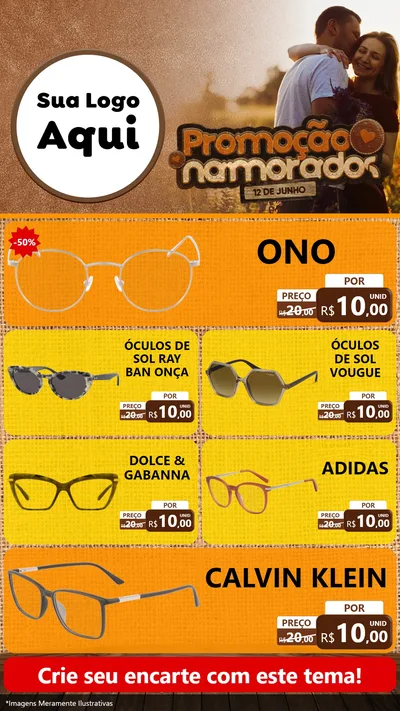 Modelo de TV para TV Vertical com o tema Promoção Namorados para Óticas
