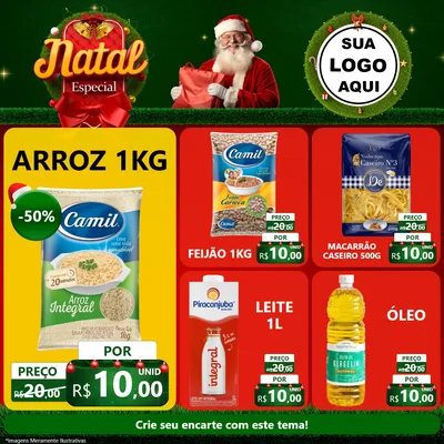 Modelo de Rede Social para Feed Facebook com o tema Natal Especial para Supermercado