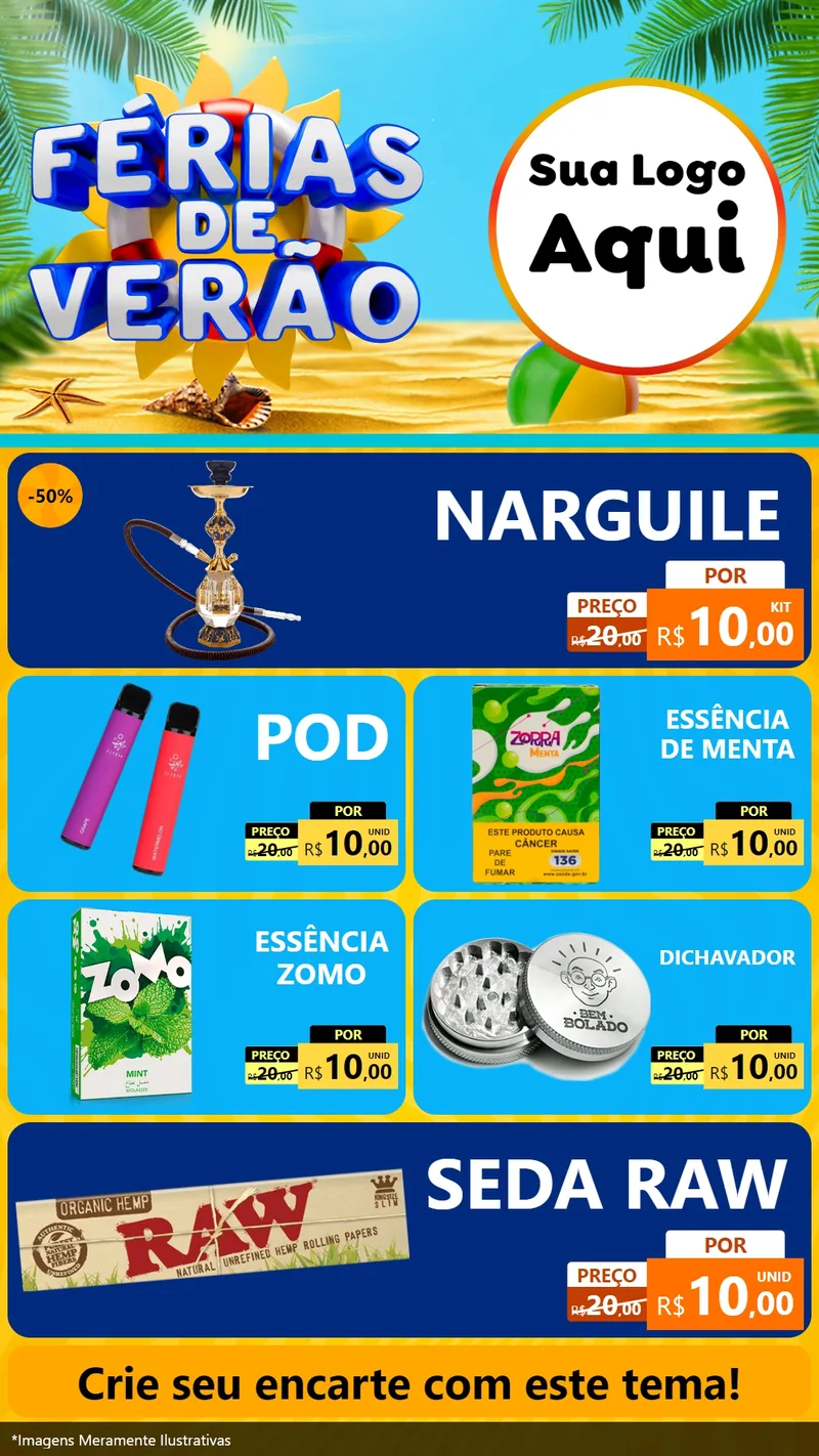 Modelo de TV para TV Vertical com o tema Férias de Verão para Tabacaria