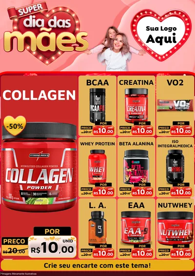 Modelo de Encarte para Encarte A4 Vertical com o tema Super Dia Das Mães para Suplementos alimentares