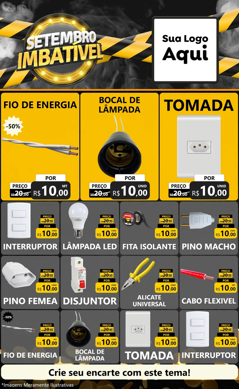 Modelo de Encarte para Encarte Grande com o tema Setembro Imbatível para Materiais Elétricos