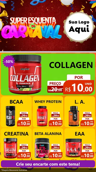 Modelo de Rede Social para Stories com o tema Super Esquenta de Carnaval para Suplementos alimentares