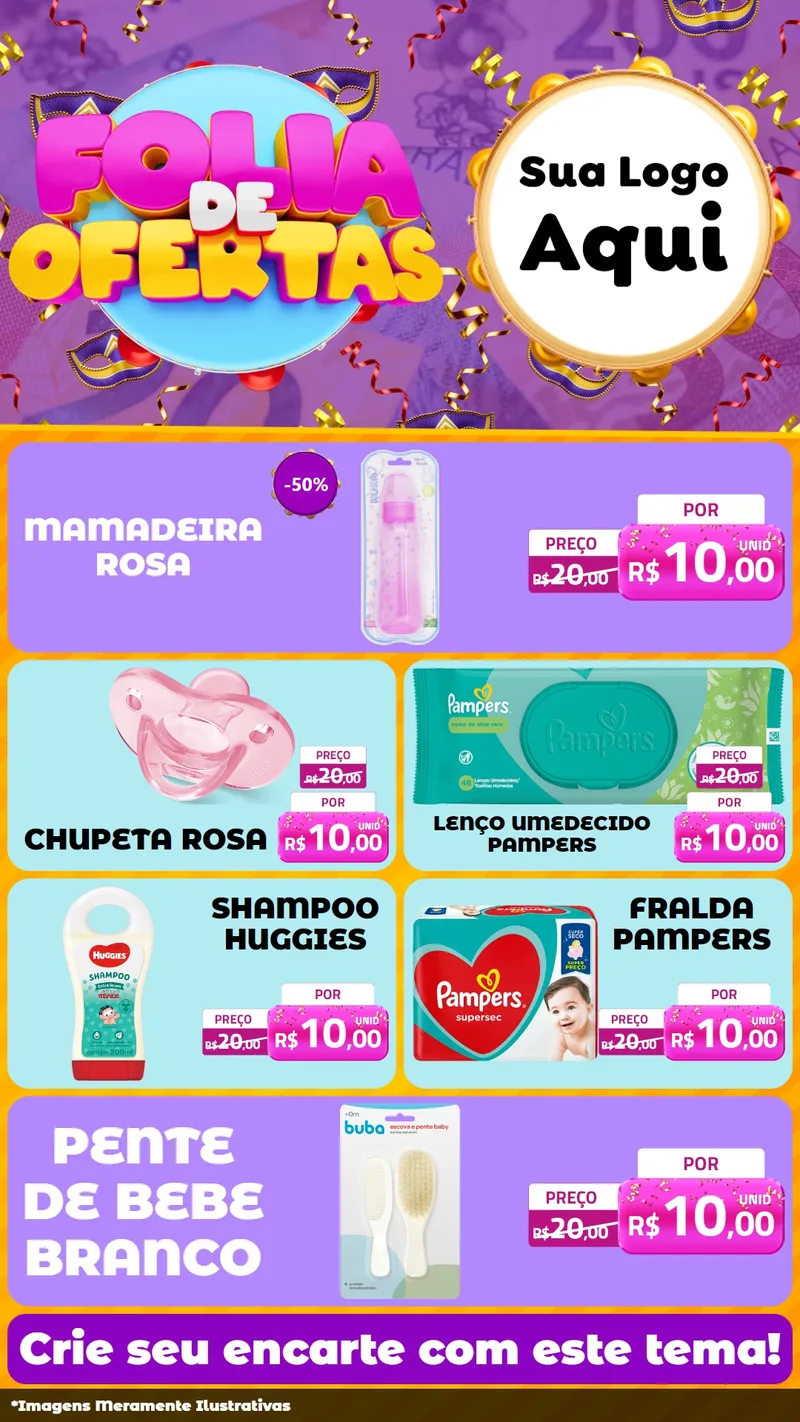 Modelo de TV para TV Vertical com o tema Folia de Ofertas para Bebês