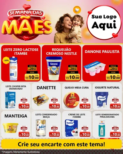 Modelo de Rede Social para Feed Instagram com o tema Semana das Mães para Frios e Laticínios