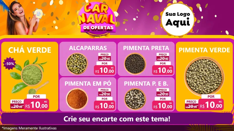 Modelo de TV para TV Horizontal com o tema Carnaval de Ofertas para Produtos Naturais