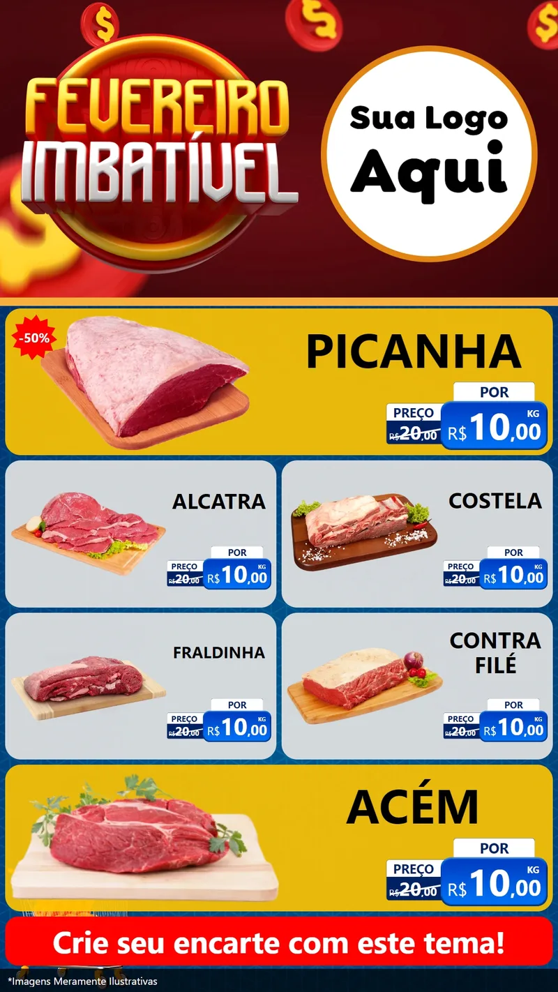 Modelo de TV para TV Vertical com o tema Fevereiro Imbatível para Açougue