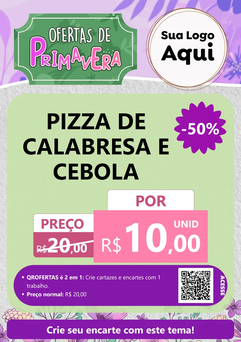 Modelo de Cartaz para Cartaz A4 Vertical com o tema Ofertas de Primavera para Pizzaria