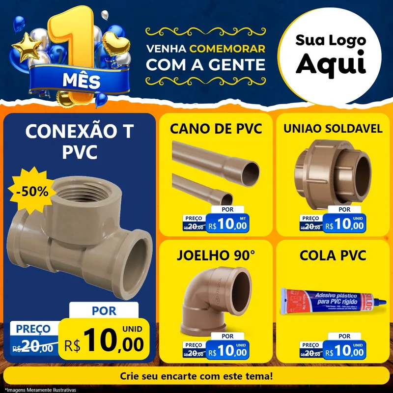 Modelo de Rede Social para Feed Facebook com o tema Um Mês de Aniversário para Tubos e conexões