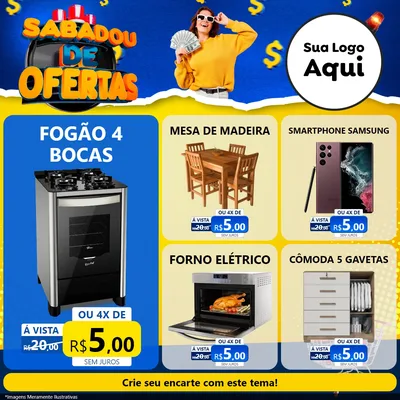 Modelo de Rede Social para Feed Facebook com o tema Sabadou de Ofertas para Móveis e Eletro