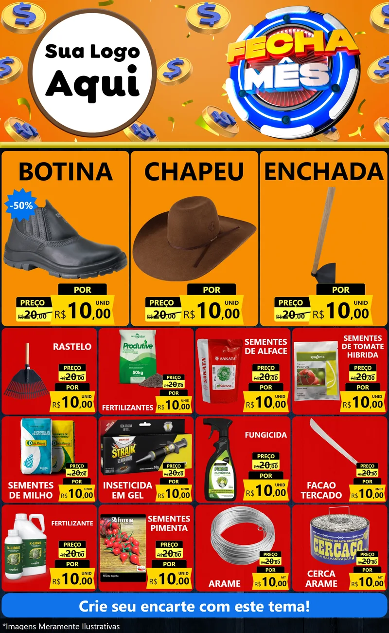 Modelo de Encarte para Encarte Grande com o tema Fecha Mês para Agropecuária