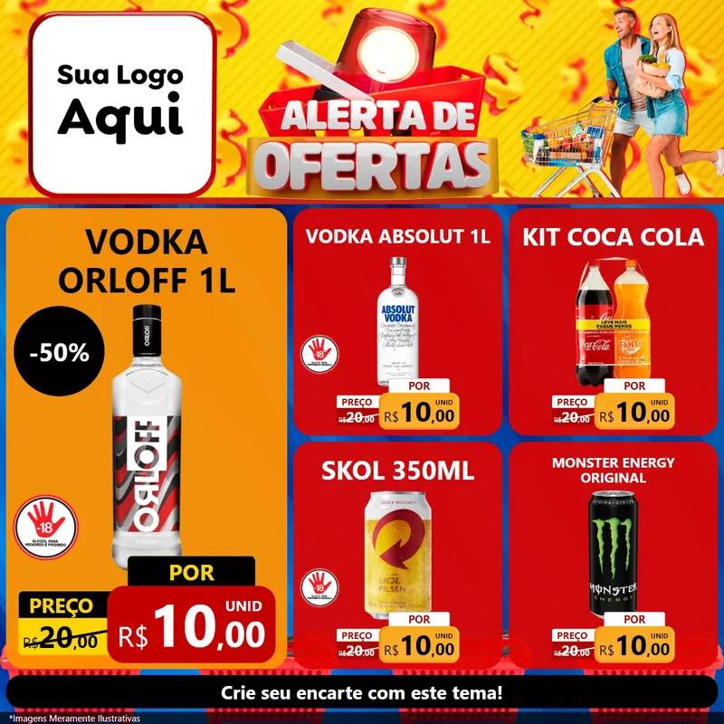 Modelo de Rede Social para Feed Facebook com o tema Alerta de Ofertas para Distribuidora de bebidas