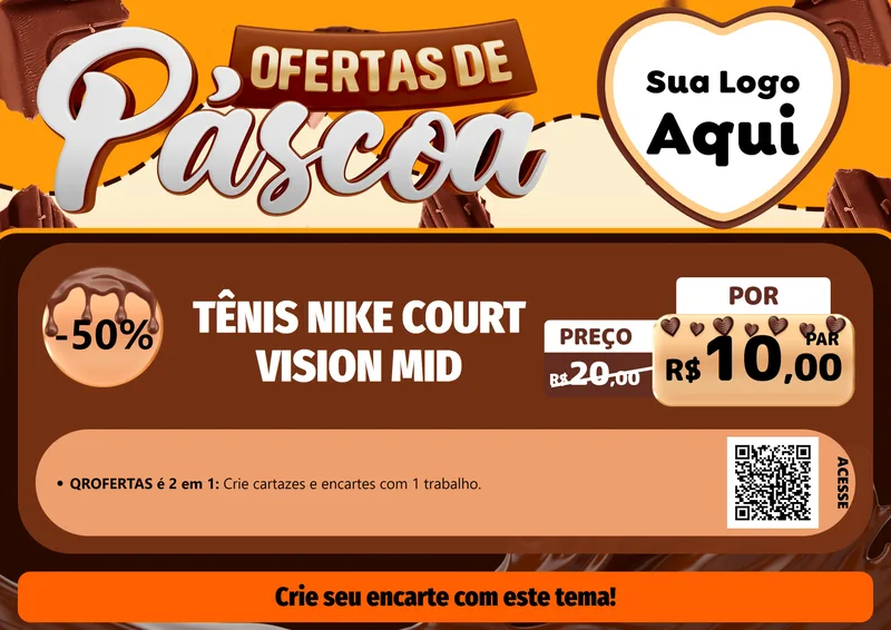 Modelo de Cartaz para Cartaz A4 Horizontal com o tema Ofertas de Páscoa para Calçados
