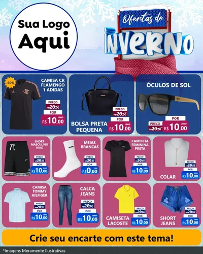Modelo de Rede Social para Feed Instagram com o tema Ofertas de Inverno para Roupas e acessórios